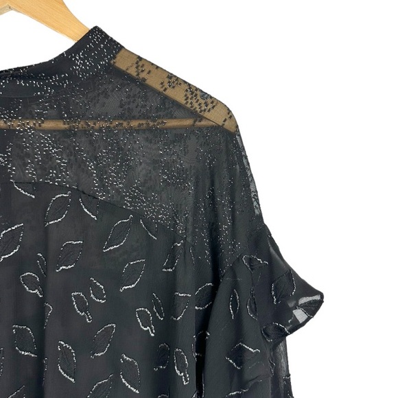 Bcbgmaxazria Szxs Metallic High-Low Long Sleeve Dot Chiffon Top Size Medium - Picture 4 of 9